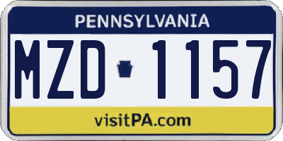 PA license plate MZD1157