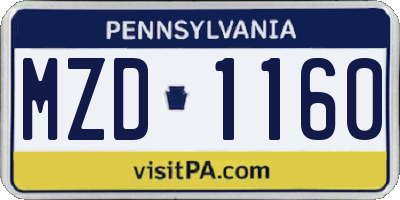 PA license plate MZD1160