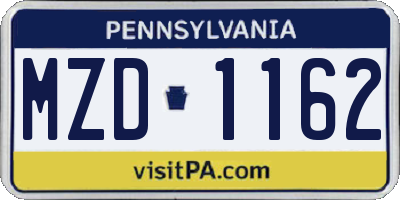 PA license plate MZD1162