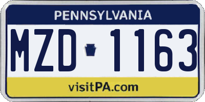 PA license plate MZD1163