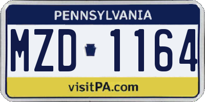 PA license plate MZD1164