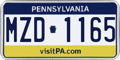 PA license plate MZD1165