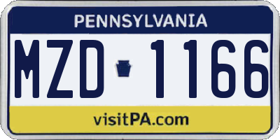 PA license plate MZD1166