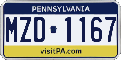 PA license plate MZD1167