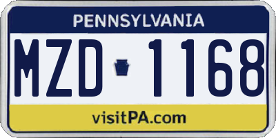 PA license plate MZD1168