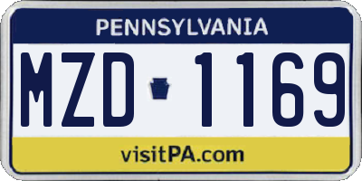 PA license plate MZD1169