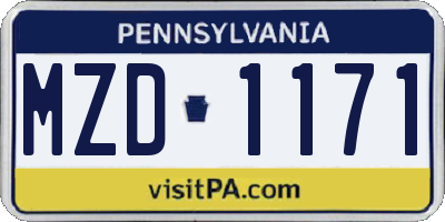 PA license plate MZD1171