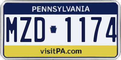 PA license plate MZD1174