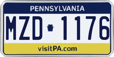 PA license plate MZD1176