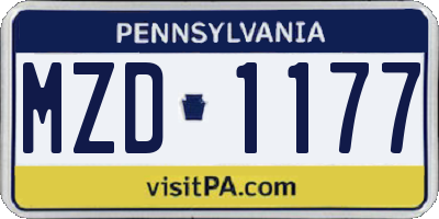 PA license plate MZD1177
