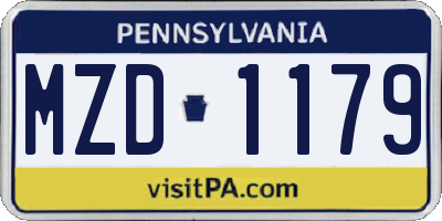 PA license plate MZD1179