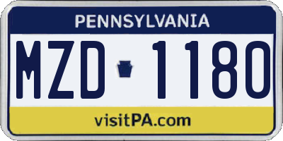 PA license plate MZD1180