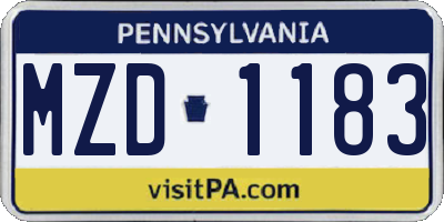 PA license plate MZD1183