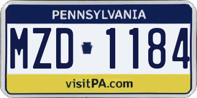 PA license plate MZD1184
