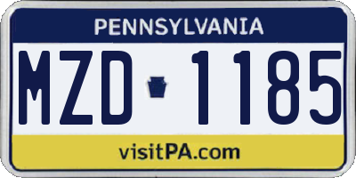 PA license plate MZD1185