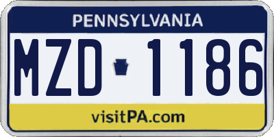 PA license plate MZD1186