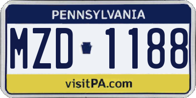 PA license plate MZD1188