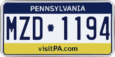 PA license plate MZD1194