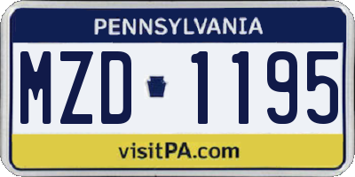 PA license plate MZD1195
