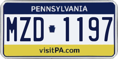 PA license plate MZD1197