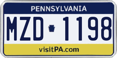 PA license plate MZD1198