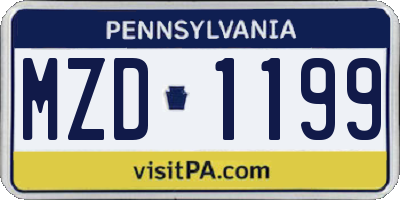 PA license plate MZD1199