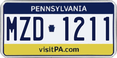 PA license plate MZD1211