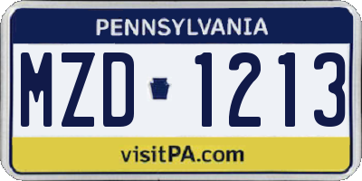 PA license plate MZD1213