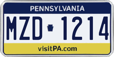 PA license plate MZD1214