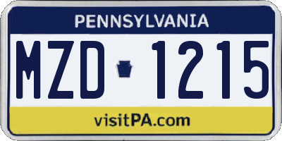 PA license plate MZD1215