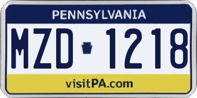 PA license plate MZD1218