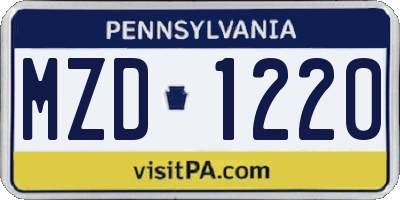 PA license plate MZD1220