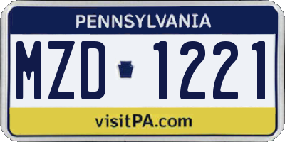 PA license plate MZD1221