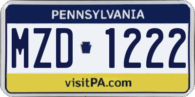 PA license plate MZD1222
