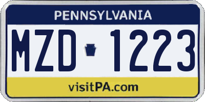 PA license plate MZD1223