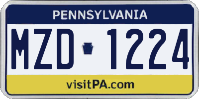 PA license plate MZD1224