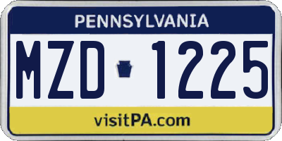 PA license plate MZD1225