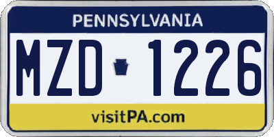 PA license plate MZD1226