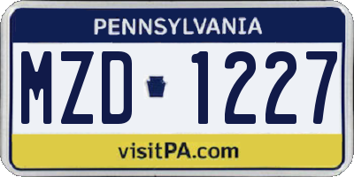 PA license plate MZD1227