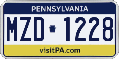 PA license plate MZD1228