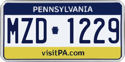 PA license plate MZD1229