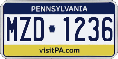 PA license plate MZD1236