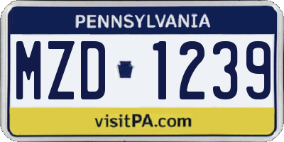 PA license plate MZD1239