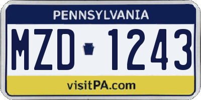 PA license plate MZD1243