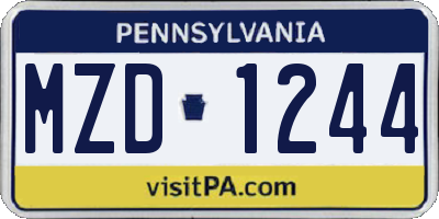 PA license plate MZD1244