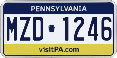 PA license plate MZD1246