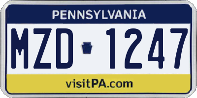 PA license plate MZD1247