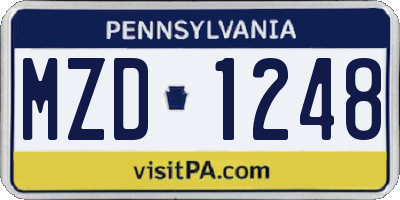 PA license plate MZD1248