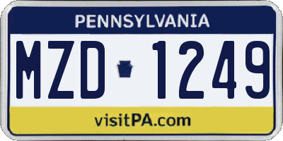 PA license plate MZD1249