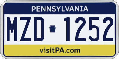 PA license plate MZD1252